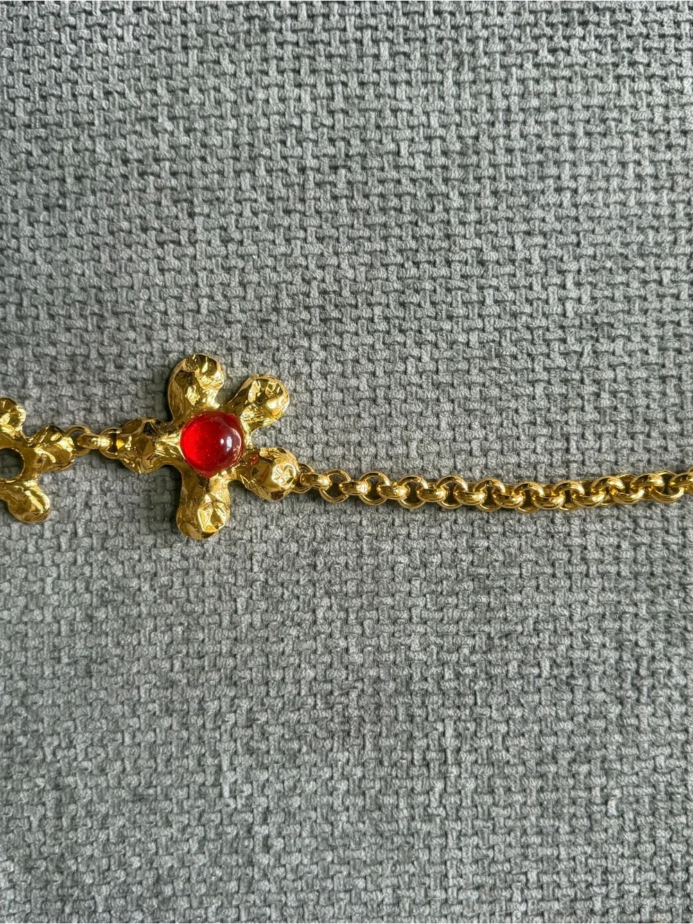 Edouard Rambaud Paris Gold Flower Link Belt Necklace Vintage Statement Accessory